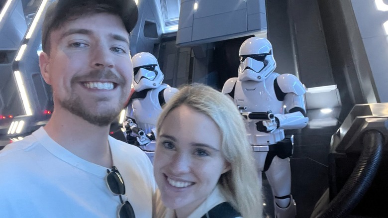 MrBeast taking selfie with Thea Booysen