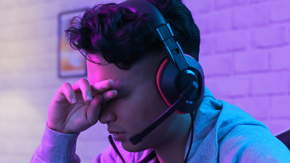 Gamer looking exhausted