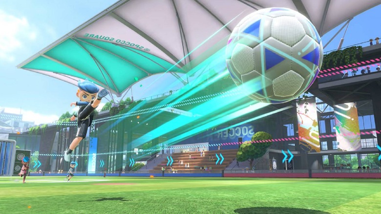Soccer player kicking ball
