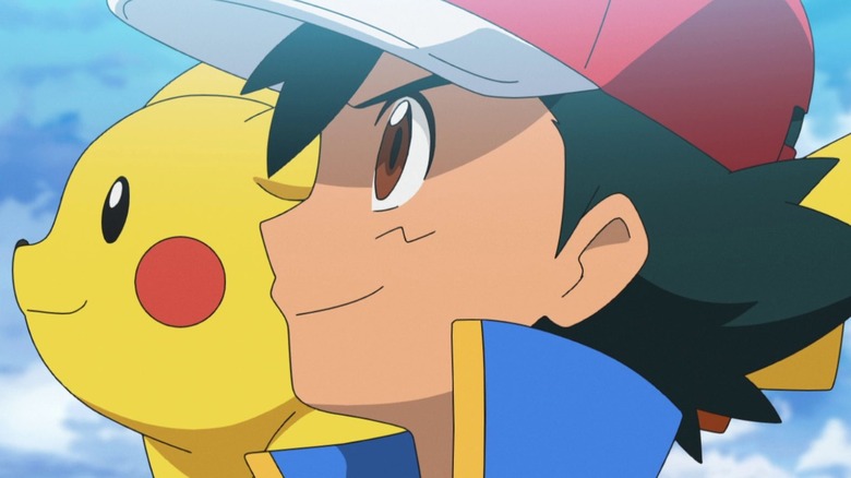 Ash and Pikachu looking left