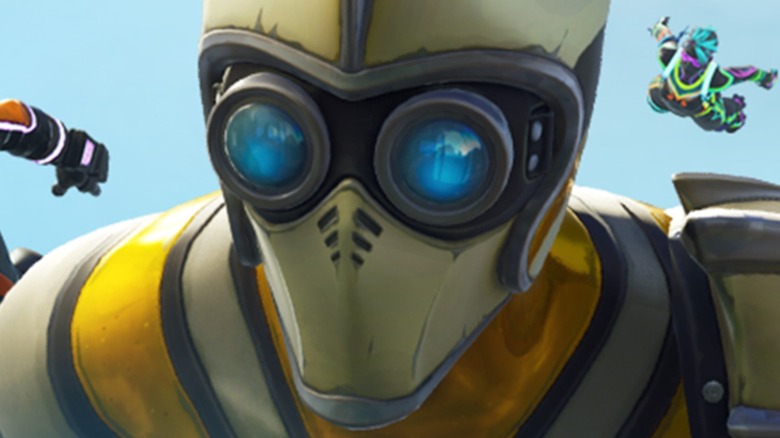 Fortnite character skydiving close up