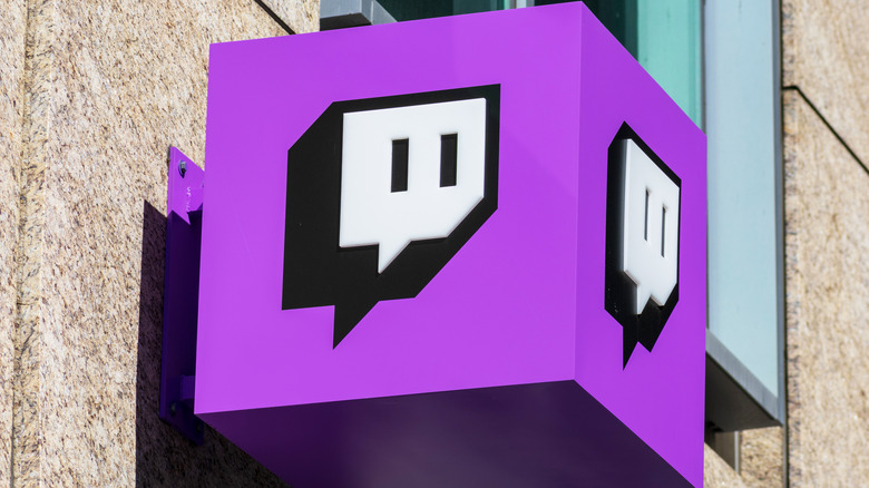 Twitch logo on building