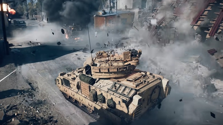 Tank blowing up buildings in Battlefield 6