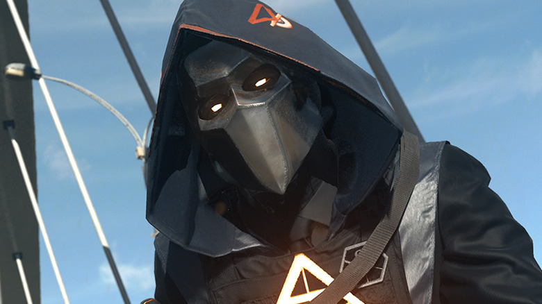 Operator with hood and mask