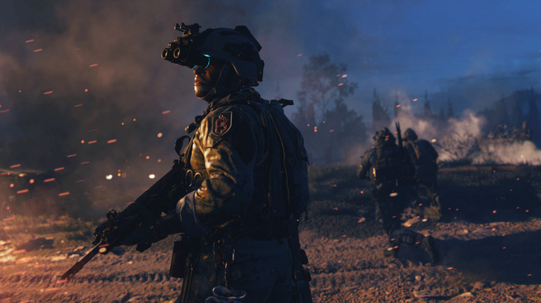 MW2 soldiers in a burning field