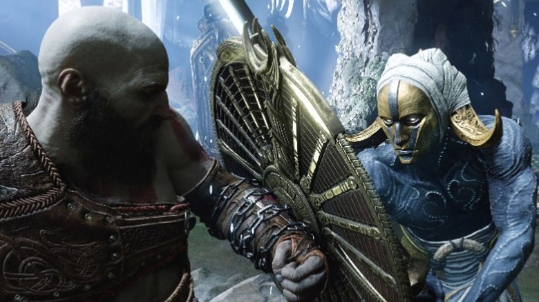 Kratos fighting elf