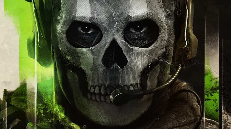 Soldier wearing skull mask
