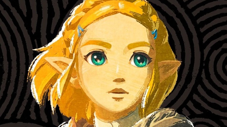 Stylized drawing of Zelda holding a torch