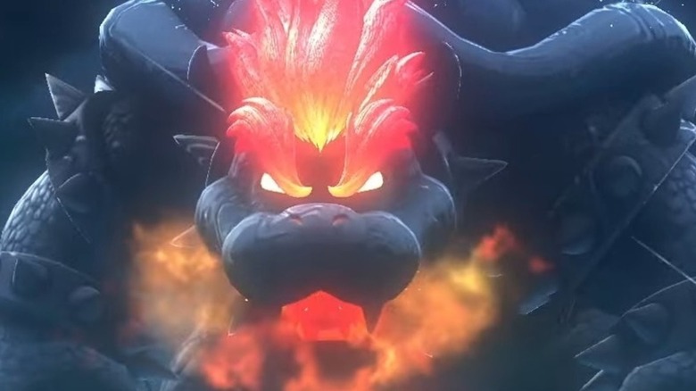 Giga Bowser breathes fire