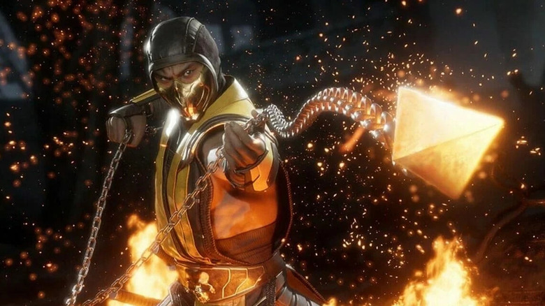 Scorpion throws kunai spear