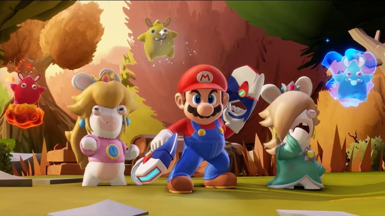 Mario, Rabbid Peach, and Rabbid Rosalina ready for action in Mario+Rabbids: Sparks of Hope
