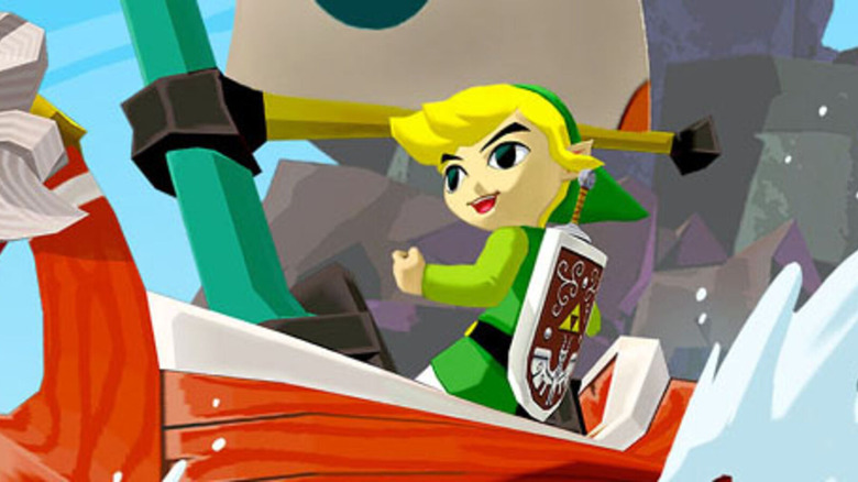 Link sailing a ship