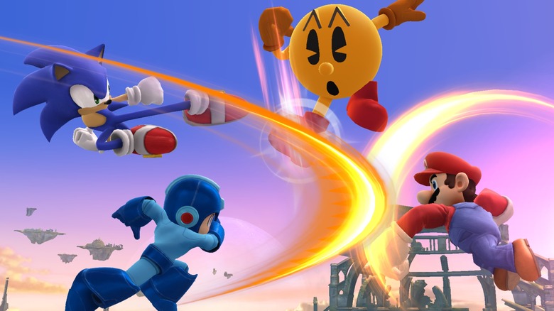 Mario, Sonic, Mega Man and Pac Man in Smash 4