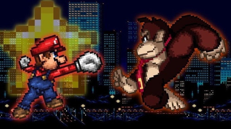 Donkey Kong fighting Mario