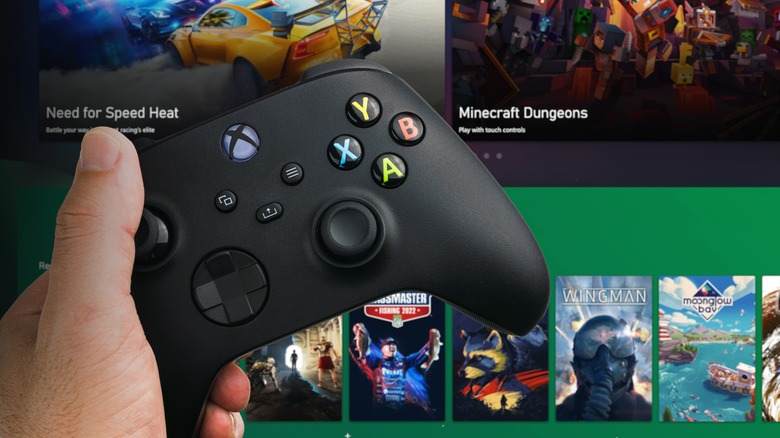 Xbox controller and game pass menu