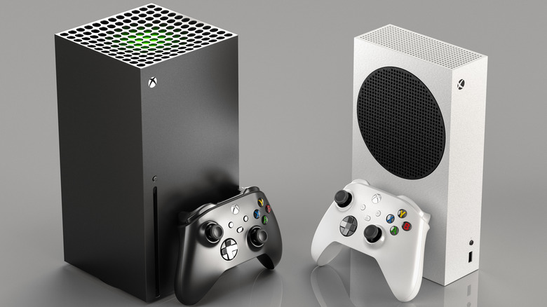 Xbox Series X/S with black and white controllers