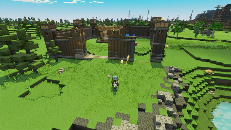 Minecrafter riding while building 