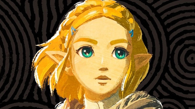 Stylized drawing of Zelda holding a torch