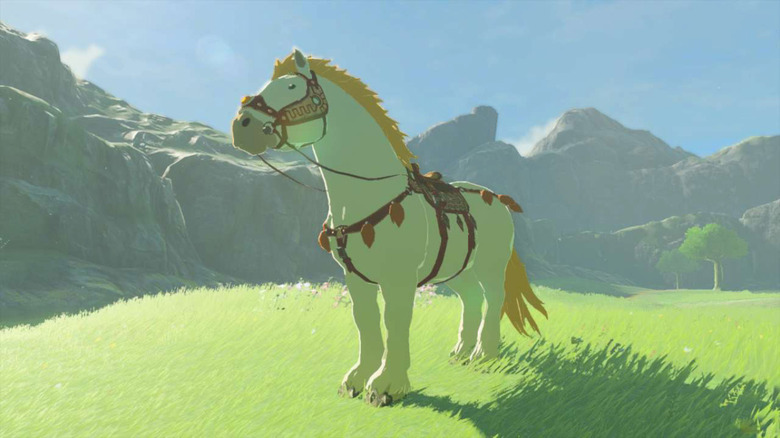 Giant White Stallion in field 
